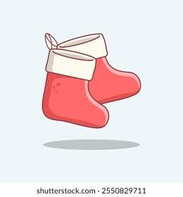 Christmas Stocking Christmas Elements Christmas Decoration. Vector Cartoon Illustration.