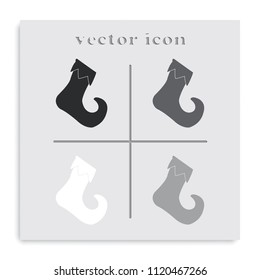 Christmas stocking flat black and white vector icon.