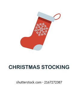 Weihnachts-Stocking-Ikone. Farbiges Elementzeichen aus der Weihnachtskollektion. Flat Christmas Stocking Symbol für Web-Design, Infografiken und mehr.