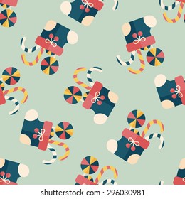 Christmas stocking flat icon, eps10 seamless pattern background