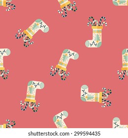 Christmas stocking flat icon, eps10 seamless pattern background