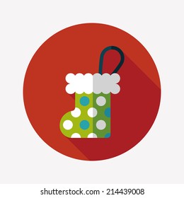 Christmas stocking flat icon with long shadow,EPS 10
