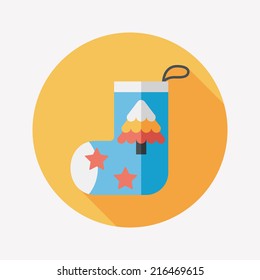 Christmas stocking flat icon with long shadow,eps10