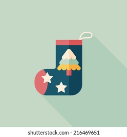 Christmas stocking flat icon with long shadow,eps10