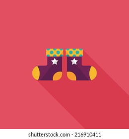 Christmas stocking flat icon with long shadow,EPS 10