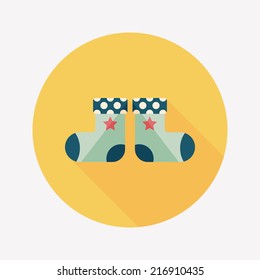 Christmas stocking flat icon with long shadow,EPS 10
