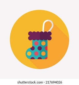 Christmas stocking flat icon with long shadow,EPS 10