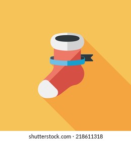 Christmas stocking flat icon with long shadow,eps10