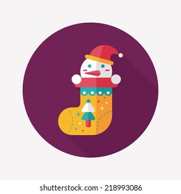 Christmas stocking flat icon with long shadow,eps10