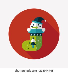 Christmas stocking flat icon with long shadow,eps10
