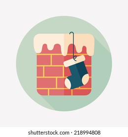 Christmas stocking flat icon with long shadow,eps10