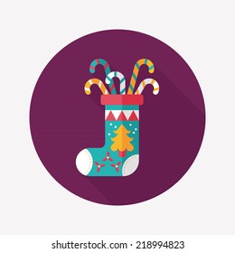 Christmas stocking flat icon with long shadow,eps10