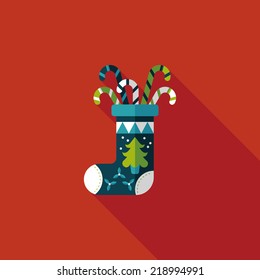 Christmas stocking flat icon with long shadow,eps10