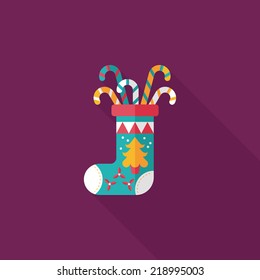 Christmas stocking flat icon with long shadow,eps10