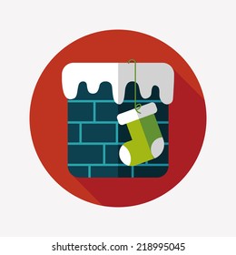 Christmas stocking flat icon with long shadow,eps10