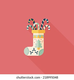 Christmas stocking flat icon with long shadow,eps10