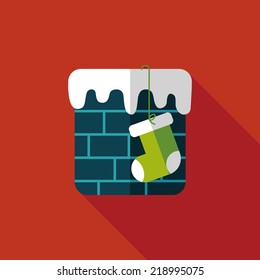 Christmas stocking flat icon with long shadow,eps10