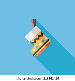 Christmas stocking flat icon with long shadow,eps10