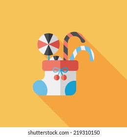 Christmas stocking flat icon with long shadow,eps10