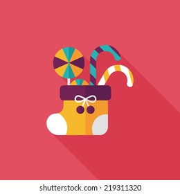 Christmas stocking flat icon with long shadow,eps10