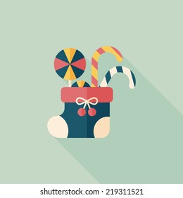 Christmas stocking flat icon with long shadow,eps10