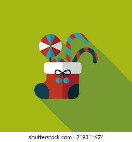 Christmas stocking flat icon with long shadow,eps10