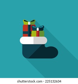 Christmas stocking flat icon with long shadow,eps10