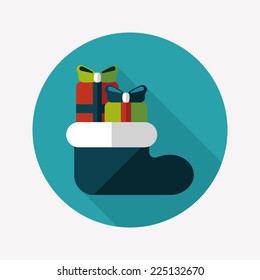 Christmas stocking flat icon with long shadow,eps10