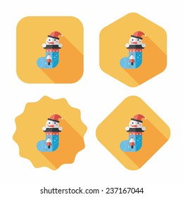 Christmas stocking flat icon with long shadow,eps10