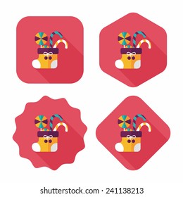 Christmas stocking flat icon with long shadow,eps10