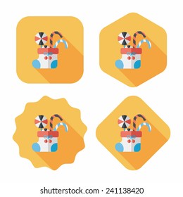 Christmas stocking flat icon with long shadow,eps10