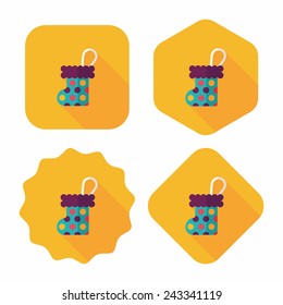 Christmas stocking flat icon with long shadow,EPS 10