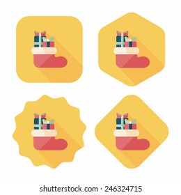 Christmas stocking flat icon with long shadow,eps10