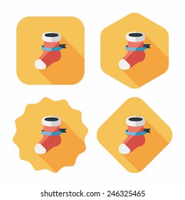 Christmas stocking flat icon with long shadow,eps10