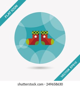 Christmas stocking flat icon with long shadow,eps10