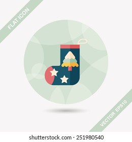 Christmas stocking flat icon with long shadow,eps10