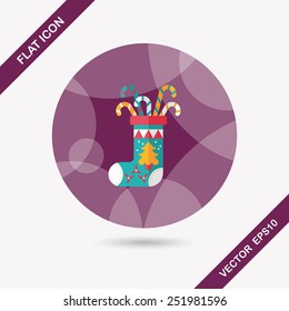 Christmas stocking flat icon with long shadow,eps10