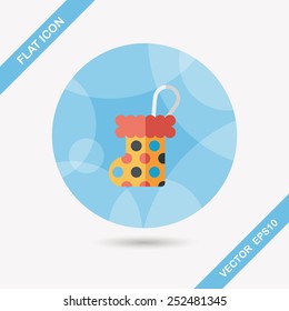Christmas stocking flat icon with long shadow,EPS 10