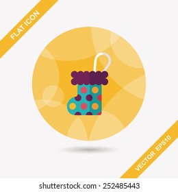 Christmas stocking flat icon with long shadow,EPS 10