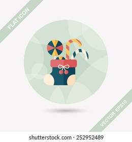 Christmas stocking flat icon with long shadow,eps10
