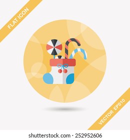 Christmas stocking flat icon with long shadow,eps10