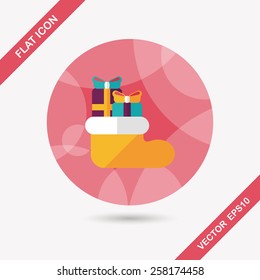 Christmas stocking flat icon with long shadow,eps10