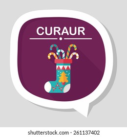 Christmas stocking flat icon with long shadow,eps10