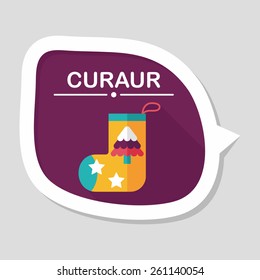 Christmas stocking flat icon with long shadow,eps10