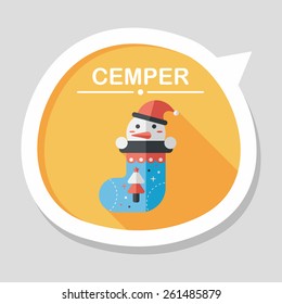 Christmas stocking flat icon with long shadow,eps10