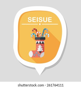 Christmas stocking flat icon with long shadow,eps10