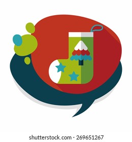 Christmas stocking flat icon with long shadow,eps10
