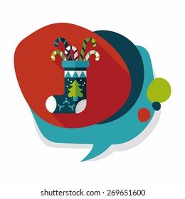 Christmas stocking flat icon with long shadow,eps10