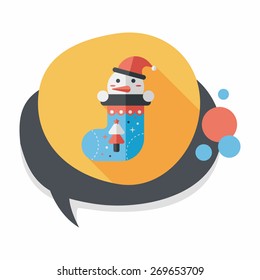 Christmas stocking flat icon with long shadow,eps10