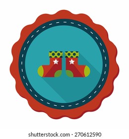 Christmas stocking flat icon with long shadow,eps10